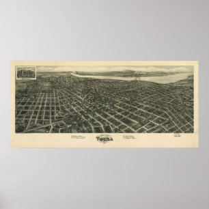 Póster 1918 Tulsa, OK Birds Eye View Panoramic Map