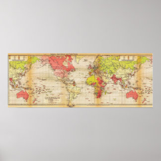 Póster 1918 world map Empires and Trade