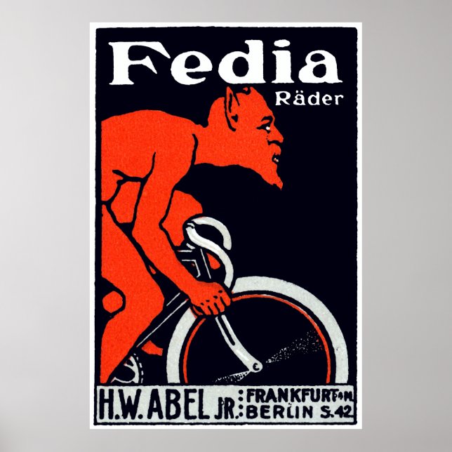 Póster 1920 Diablo montando una bicicleta (Frente)