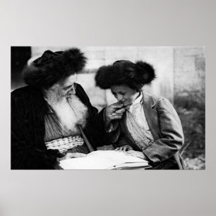 Póster 1920 Estudio de la Torá, blanco y negro
