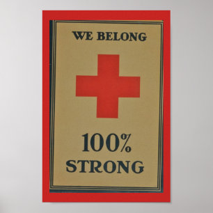 Póster 1920 WWI Red Cross"We Belong 100% Strong"