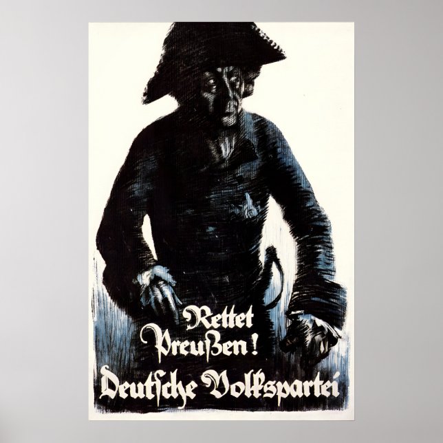 Póster 1920s German Election Poster Save Prussia! DVP (Frente)