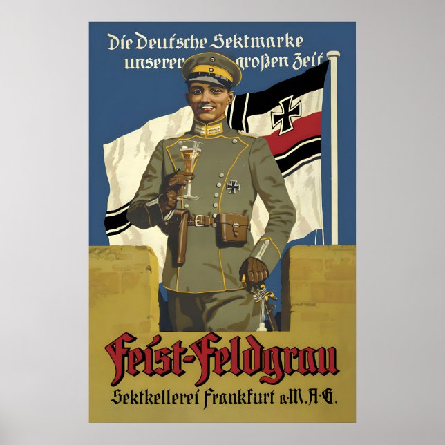 Póster 1920s German Sparkling Wine Poster Feist-Feldgrau (Frente)