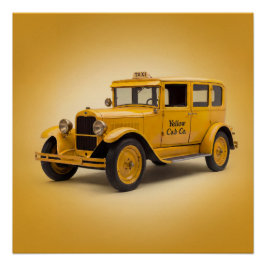 Póster 1920's Yellow Cab On Yellow Background