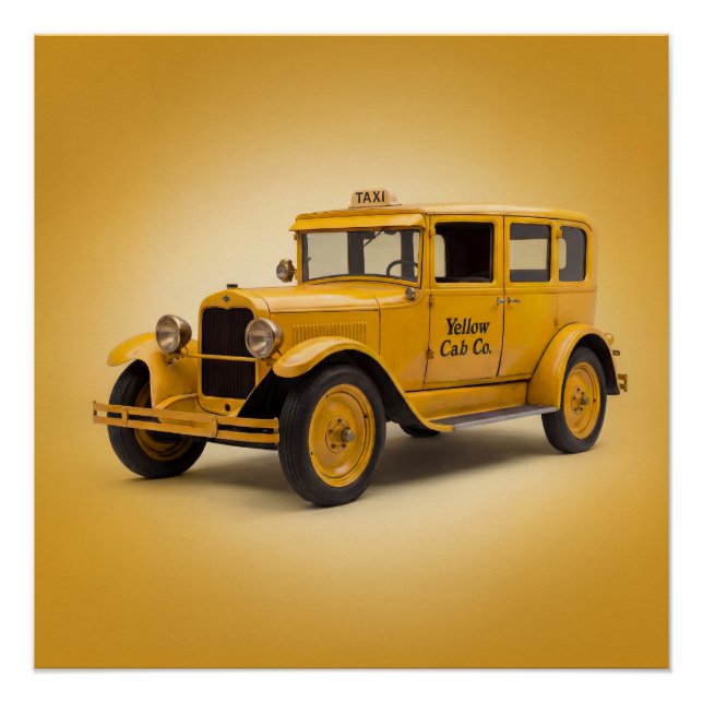 Póster 1920's Yellow Cab On Yellow Background (Anverso)