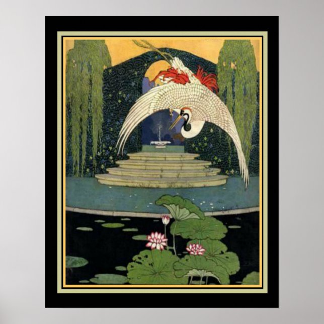 Póster 1921 Art Deco Garden Scene 16 x 20 (Frente)