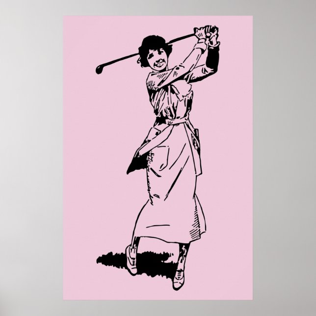 Póster 1921 Golfer femenina de época (Frente)