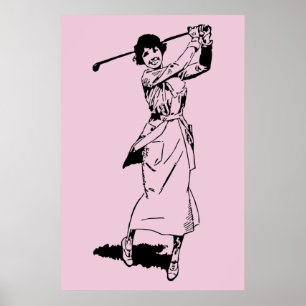 Póster 1921 Golfista femenina de época