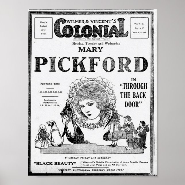 Póster 1921, Mary Pickford, a través de la puerta trasera (Frente)