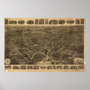 Póster 1921 Middletown, mapa panorámico de la opinión de