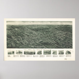 Póster 1924 Pearl River, NY Birds Eye View Panoramic Map