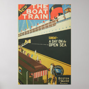 Póster 1925 Boston & Maine RR El Tren Jactancioso - Antig