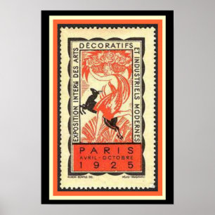 Póster 1925 Paris Deco Exhibition Ticket 13 x 19