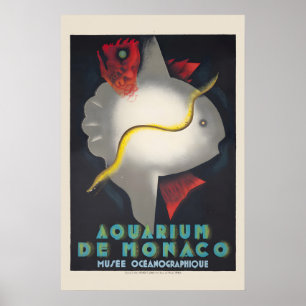 Póster 1928 Acuario de Mónaco - Estilo Vintage