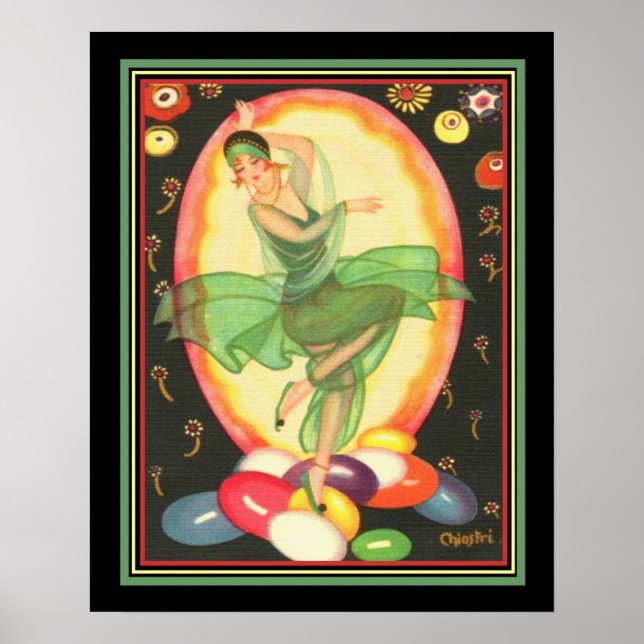 Póster 1928 Deco Print- Chiostri "Party Girl" 16x20 (Frente)