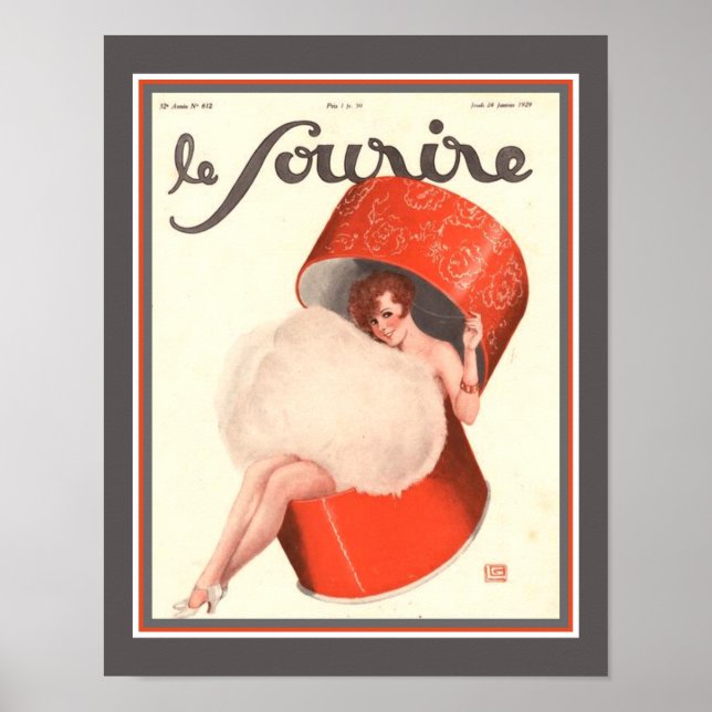 Póster 1929 Deco Chica de la caja de polvo (Frente)