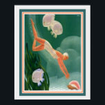 Póster 1930 Art Deco Swimmer/Resort Ad  16x20<br><div class="desc">1930 Art Deco Pullman Travel Advertisement Print for Summer Resorts 16 x 20</div>