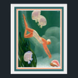 Póster 1930 Art Deco Swimmer/Resort Ad  16x20<br><div class="desc">1930 Art Deco Pullman Travel Advertisement Print for Summer Resorts 16 x 20</div>