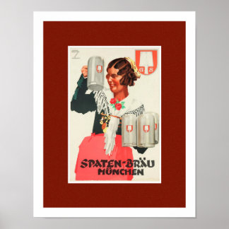 PÓSTER 1930 MUNCHEN CERVEZA VINTAGE