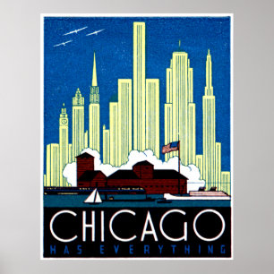 Póster 1930 Visita Chicago