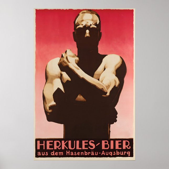 Póster 1930s Herkules Beer Poster Vintage German (Frente)