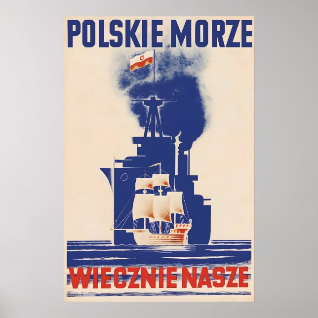Póster 1930s Poland Propaganda Poster Baltic Sea Polish (Frente)
