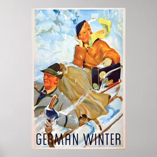 Póster 1930s travel Poster German Winter Ski jumping (Frente)