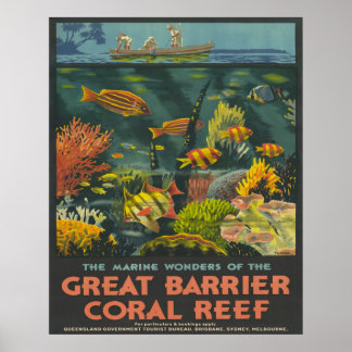 Póster 1933 Great Barrier Coral Reef  travel poster