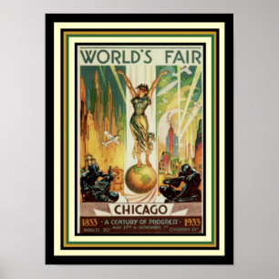 Póster 1933 Poster de Chicago World Art Deco 12 x 16