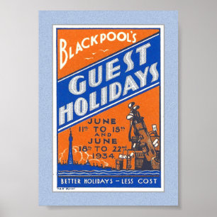 PÓSTER 1934 BLACKPOOL UK POSTER STAMP