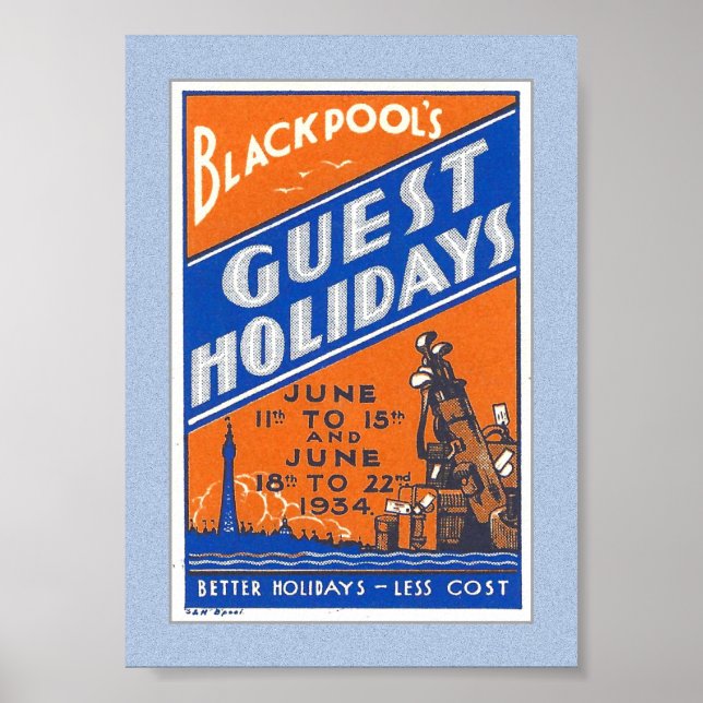 PÓSTER 1934 BLACKPOOL UK POSTER STAMP (Frente)
