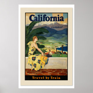 Póster 1934 California Viaja a Verano en Tren
