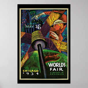 Póster 1934 Poster de Viajes de la Feria Mundial de Chica