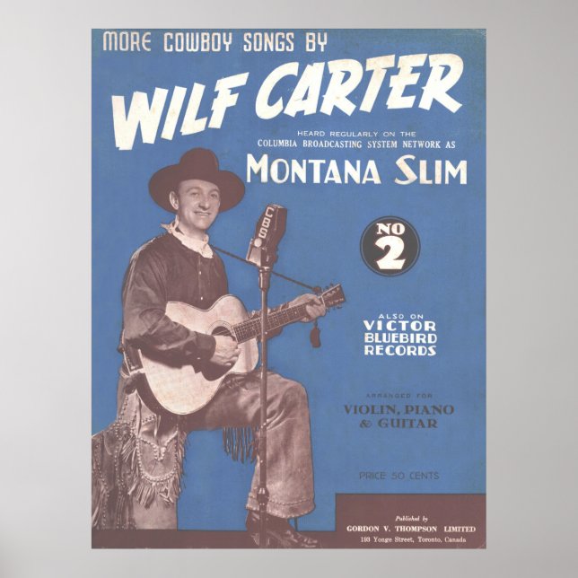 Póster 1936: Más canciones de Cowboy de Wilf Carter MONTA (Frente)
