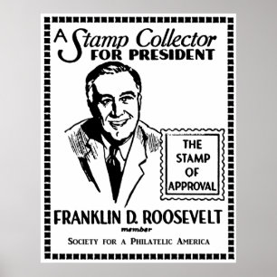 Póster 1936 Stamp Collector FDR for President