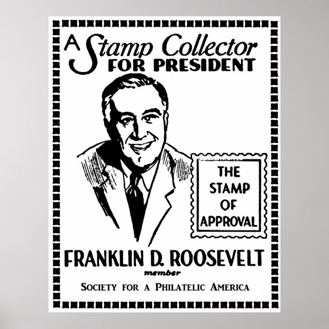 Póster 1936 Stamp Collector FDR for President (Frente)