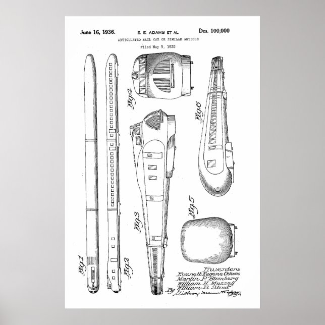 Póster 1936 Train Patent (Frente)
