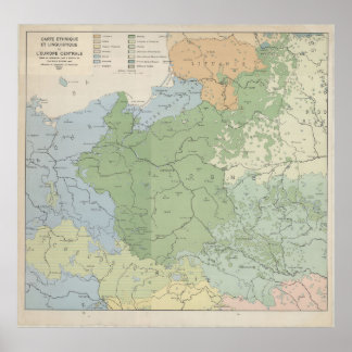 Póster 1937 Linguistic Map of Central and Eastern Europe,