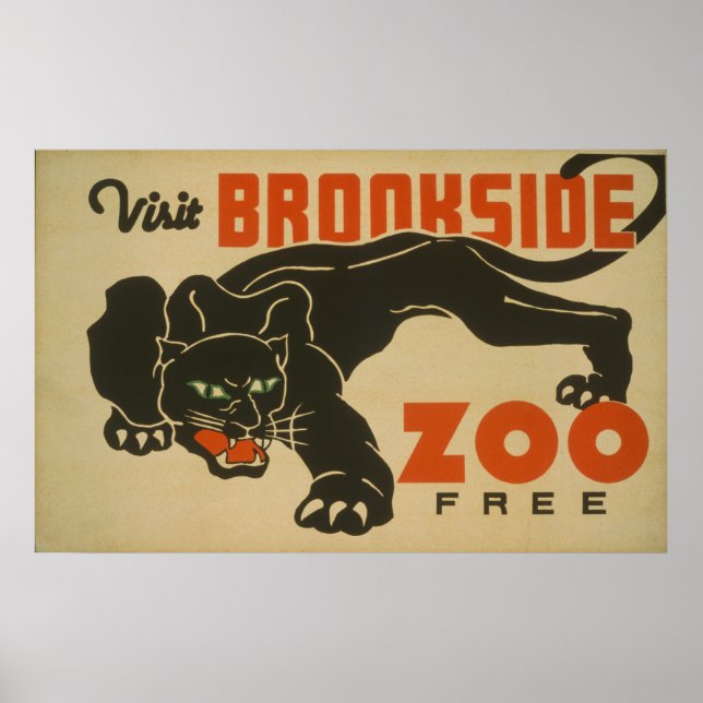 Póster 1937 Visita al Poster de WPA del zoológico de Broo (Frente)