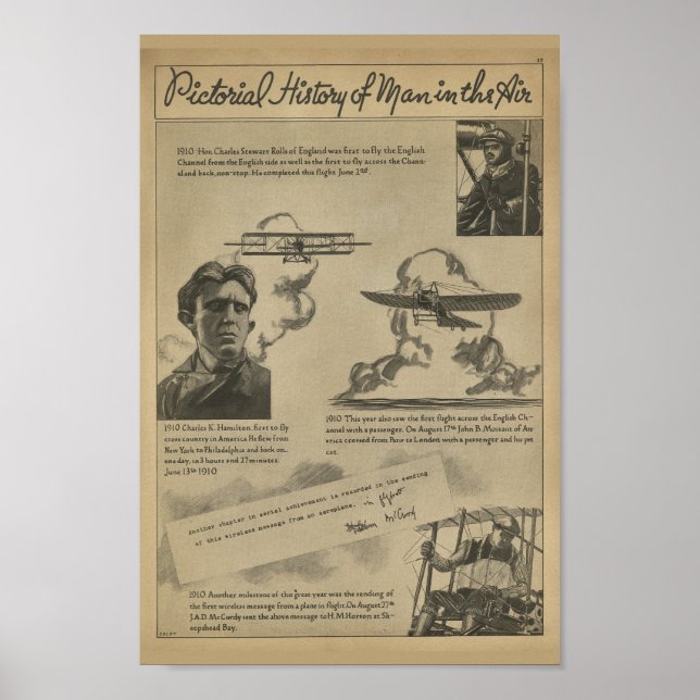 Póster 1938 Aviación Revista Air History Art Print (Frente)