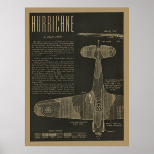 Póster 1938 Aviation Hurricane Airplane Design Art Print