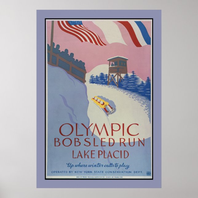 Póster 1938 Deporte de invierno de época Viaje y Lago Pla (Frente)