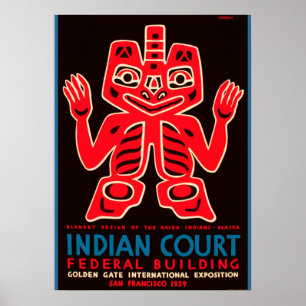 Póster 1939 Golden Gate World Expo Indian Court Ad copy
