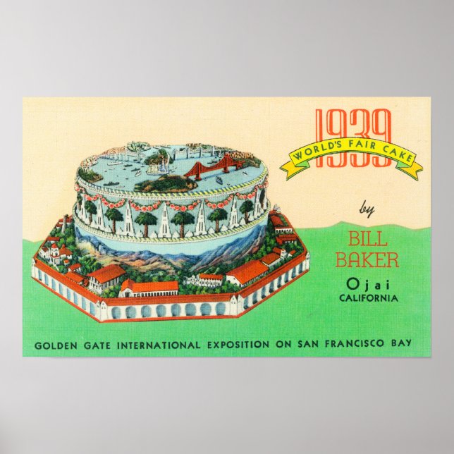 Póster 1939 Worlds Fair Cake by Bill Baker in Ojai (Frente)