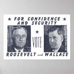 Póster 1940 Vote Roosevelt + Wallace, gris