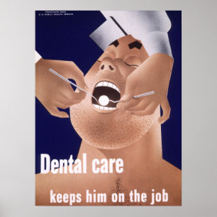 Póster 1942 Poster de Salud Dental de la Marina de Vintag
