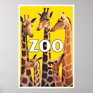 Póster 1943 Zoológico de Copenhague Jirafa Arte An