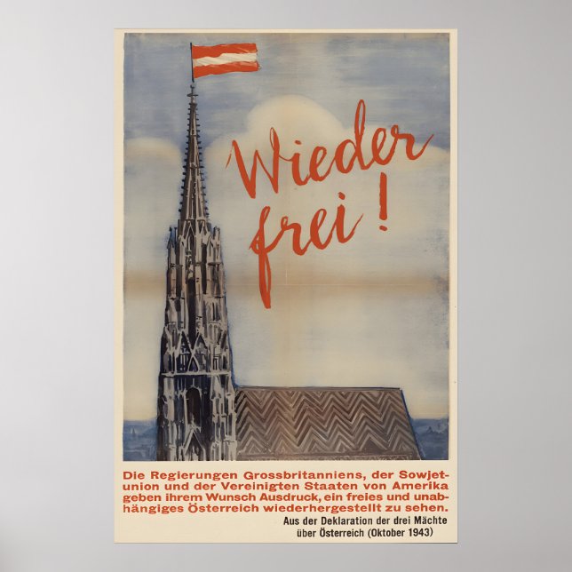 Póster 1945 Austrian Poster Free again! Independence (Frente)