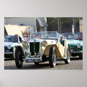 Póster 1947 MG TC Midget Roadster Descapotable