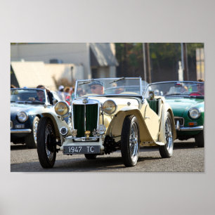 Póster 1947 MG TC Midget Roadster Descapotable
